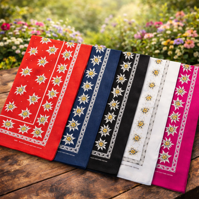 Kopftuch mit Edelweissmuster