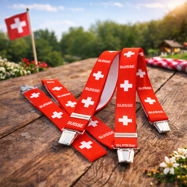 Hosenträger bedruckt mit CH-Kreuz