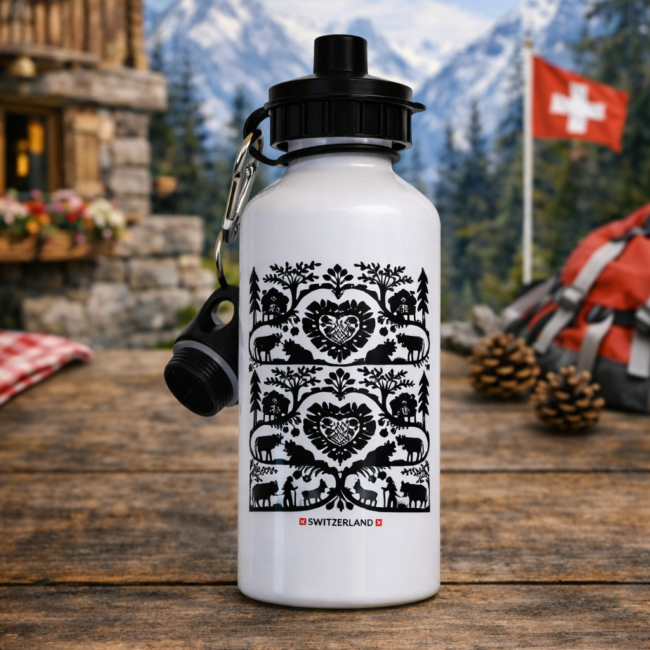 Trinkflasche bedruckt Scherenschnitt