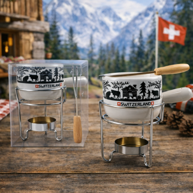 Mini Fondue bedruckt Scherenschnitt