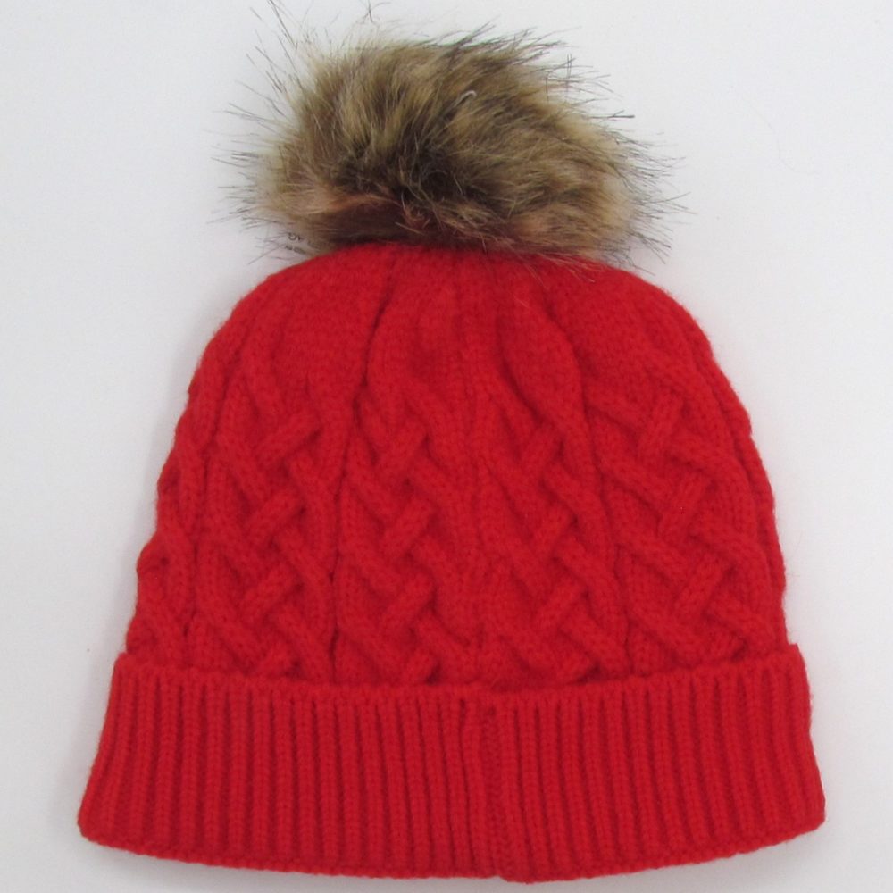 Strickmütze mit Kunstfellzottel – Bild 4