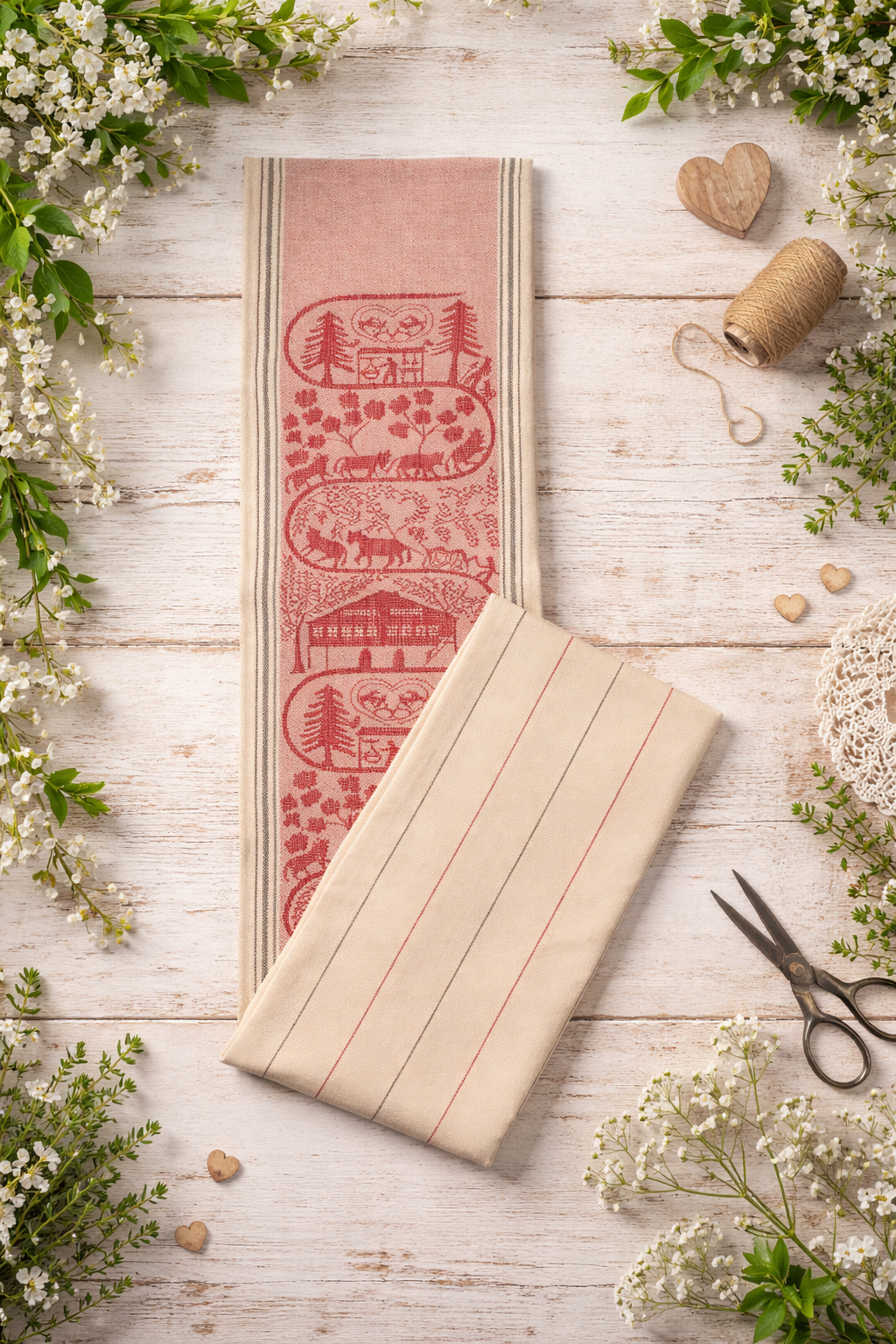 Küchentuch Scherenschnitt rot