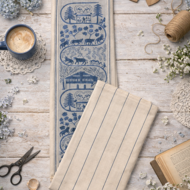 Küchentuch Scherenschnitt blau