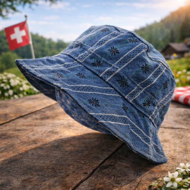 Rundhut Edelweissstoff CoolMax marine