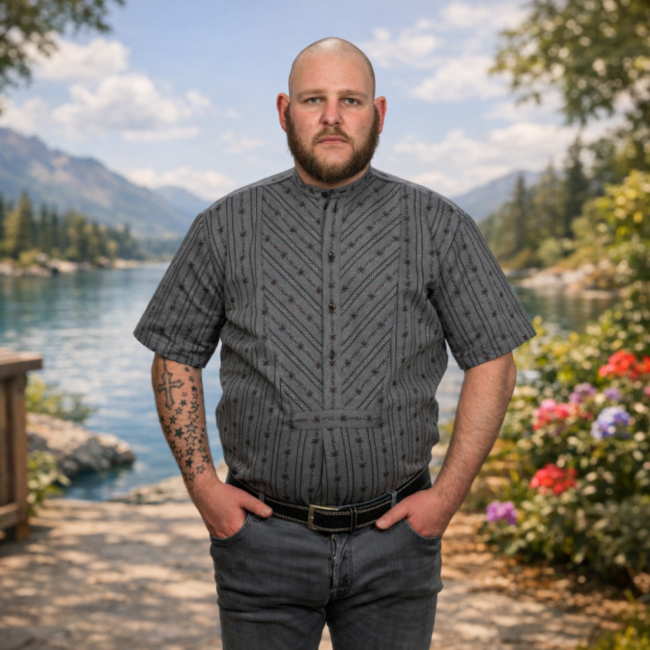 Edelweisshemd kurzarm mit Doppel-Schrägbrust