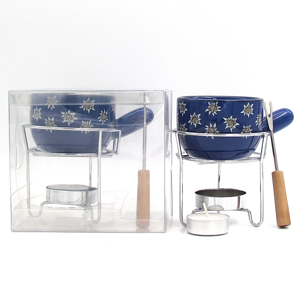 Mini Fondue blau Edelweiss