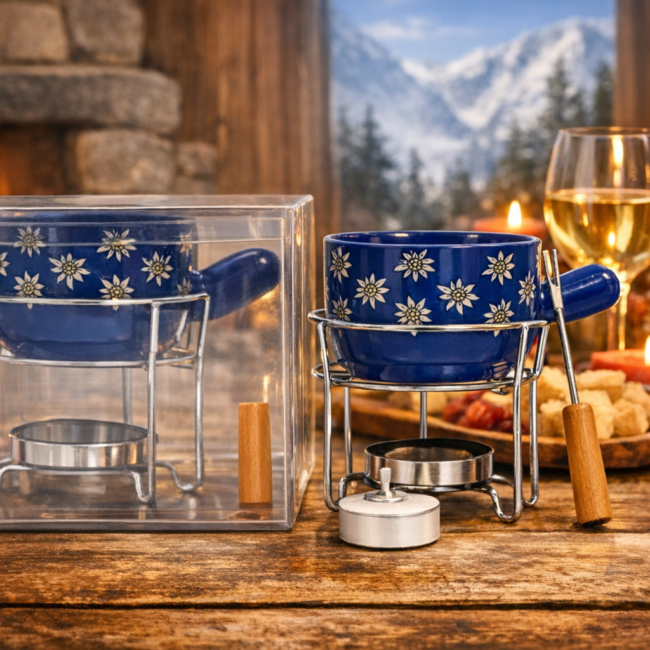 Mini Fondue blau Edelweiss