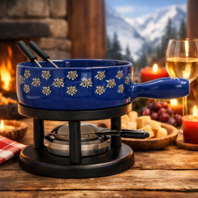 2er Fondue blau Edelweiss